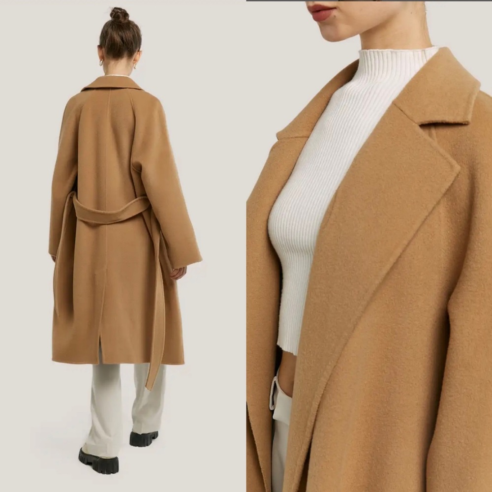 Gentle Herd 100% Wool Belted Wrap Coat - Picture 2 of 5